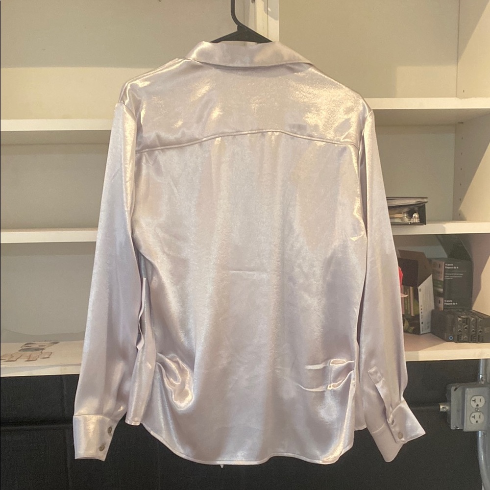 Ariat Silver Tie Front Notched Collar Blouse - Picture 2 of 3